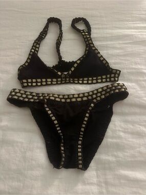 Kiini Black Bikini Set with Gold Trim